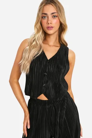 Boohoo Womens Plisse Relaxed Fit Waistcoat - - Size 12 UK