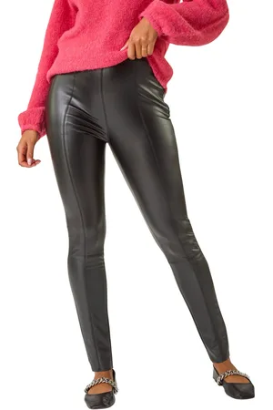 Roman Womens Faux Leather Stretch Legging - - Size 12 UK