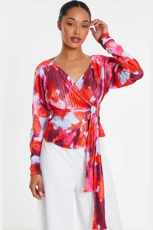 Quiz Womens Abstract Wrap Top - Size 10 UK