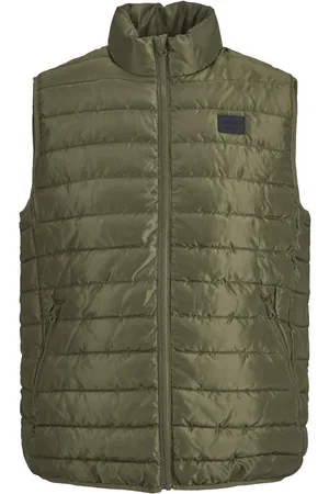 JACK & JONES Mens Puffer Gilet with Stand Up Collar Lightweight - - Size Small