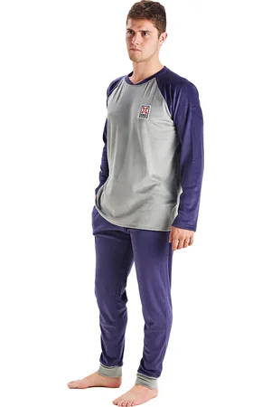 Munich Mens long-sleeved round-neck velvet pajamas MU3 - - Size 2XL