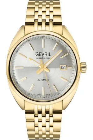 Gevril Five Points Mens 48704 Swiss Made Automatic Sellita SW200 Yellow Stainless Steel Luminous Date Watch - One Size