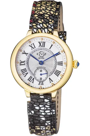 GV2 by Gevril Rome WoMens Silver Dial Yellow Gold Swiss Quartz Watch - Leather - One Size
