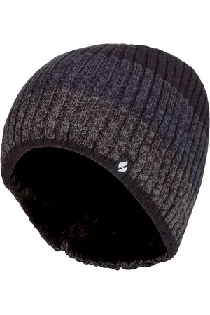 Heat Holders Mens Fleece Lined Striped Winter Beanie