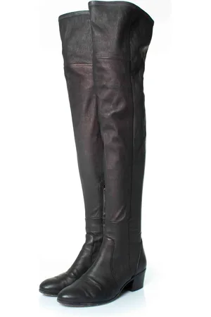CHANEL Pre-owned Womens Overknee stretch boots in anthracite - - Size EU 38