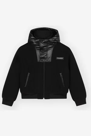 Karl Lagerfeld Boys Mixed Fabric Hooded Jacket in - Size 14Y