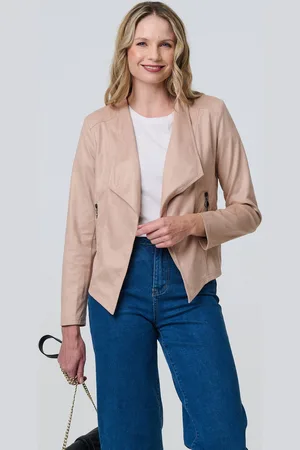 Izabel London Womens Faux Leather Waterfall Front Crop Jacket - Size 10 UK