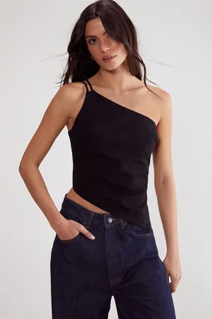 NASTY GAL Womens Cotton Twill Asym Neck Tailored Top - - Size 12 UK