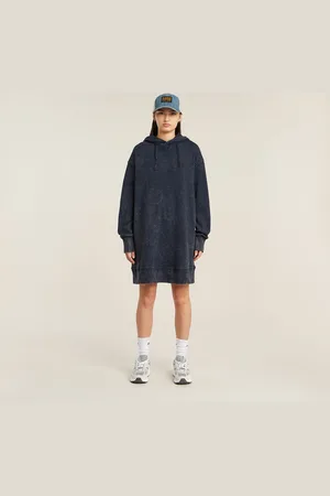 G-Star Womens G-Star RAW Loose Overdyed Hooded Sweater Dress - Cotton - Size Large