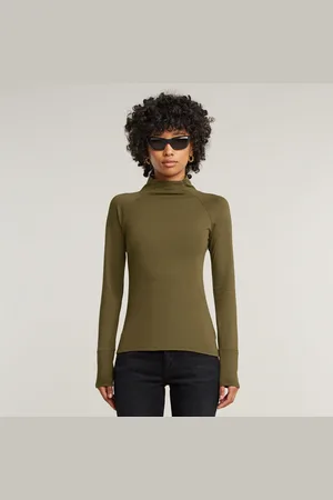 G-Star Womens G-Star RAW Lecite Slim Turtle Neck Top - Cotton - Size 2XS