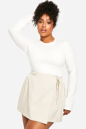 Boohoo Womens Plus Woven Tie Detail Pleated Mini Skirt - - Size 28 UK