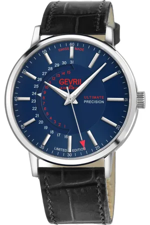 Gevril Mens Guggenheim Swiss Automatic ETA 2892A2 Genuine Italian Leather Watch - One Size