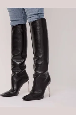 OFF-WHITE Womens Off White Nappa High Allen Boots in Black Silver - Leather (archived) - Size UK 3