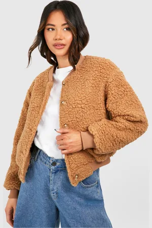 Boohoo Womens Teddy Faux Fur Bomber Jacket - - Size 16 UK