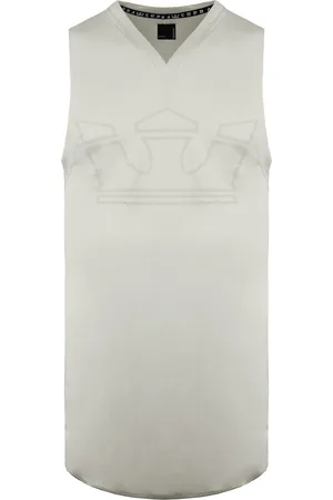 Supra V-Neck Sleeveless Off White Mens Graphic Logo Vest 192180 036 Cotton - Size Large
