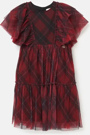 Angel & Rocket Girls Juliana Printed Tartan Mesh Dress - - Size 3Y