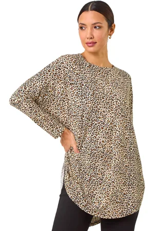 Roman Womens Animal Print Stretch Tunic Top - - Size 12 UK