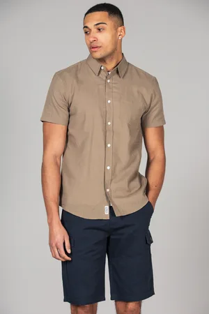Tokyo Laundry Mens Linen Blend Short Sleeve Button-Up Shirt With Chest Pocket - Size Large