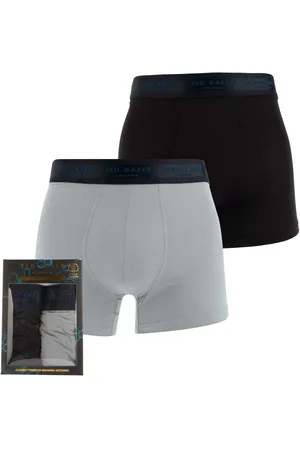Ted Baker Mens 2 Pack of Modal Trunks in Black Silver - Cotton - Size Small