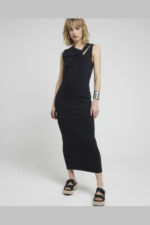 River Island Womens Bodycon Maxi Dress Knot Detail Cotton - Size 8 UK