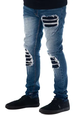 Soul Star Mens Skinny Fit Ripped Jeans - - Size 38W/32L