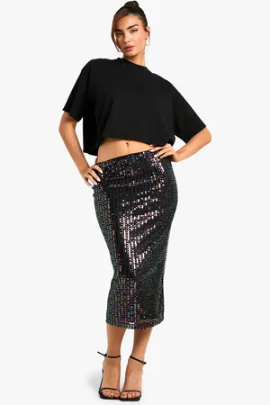 Boohoo Womens Rainbow Sequin Midaxi Skirt - - Size 10 UK