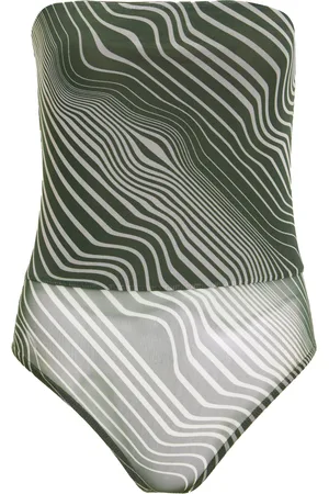 Quiz Womens Khaki Mesh Wave Strapless Bodysuit - - Size 10 UK