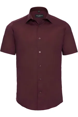 Russell Athletic Collection Mens Easy-Care Fitted Short-Sleeved Shirt (Port) - - Size 15.5 inch