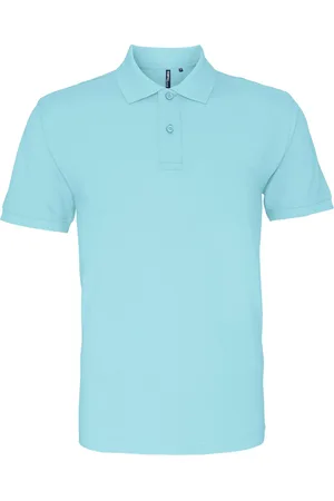 Asquith Mens Plain Short Sleeve Polo Shirt (Bright Ocean) - Cotton - Size X-Large