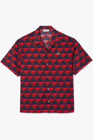 Lacoste Mens Relaxed-Fit Print Shirt in Cotton - Size 15.75 inch