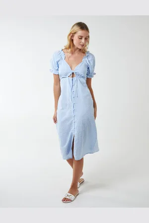 Blue Vanilla Womens KENDALL - Milkmaid Cut Out Midi Dress Cotton - Size 8 UK