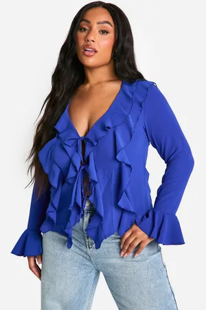 Boohoo Womens Plus Double Ruffle Frill Blouse - - Size 22 UK