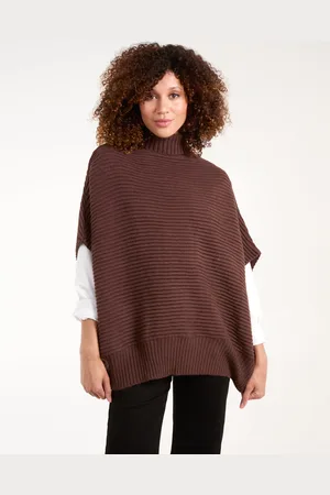 Blue Vanilla Womens High Neck Oversized Ribbed Tabard Jumper - - One Size