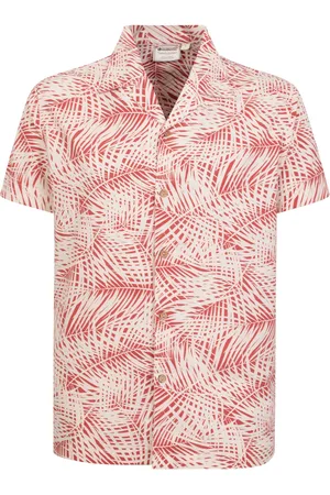 Mountain Warehouse Mens Palm Leaf Beach Shirt (Dark Red/White) - Size Small