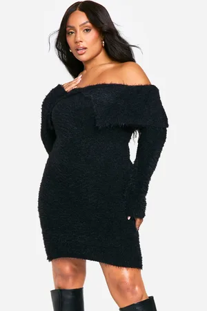 Boohoo Womens PLUS KNITTED BARDOT MINI DRESS - - Size UK 16-18 (Womens)