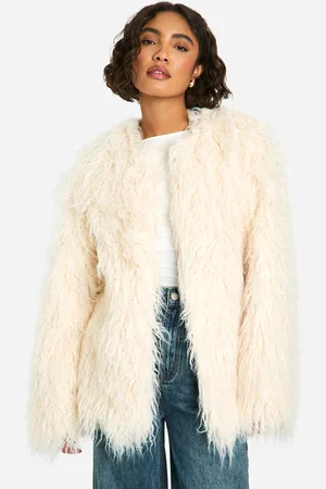 Boohoo Womens Tall Mongolian Faux Fur Coat - - Size 16 UK