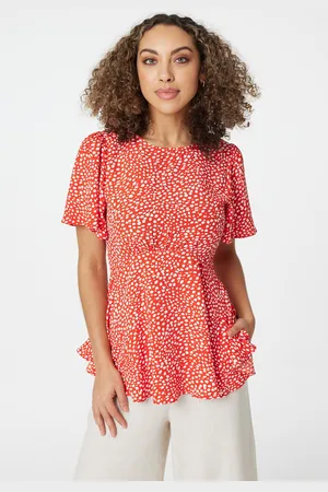 Izabel London Womens Polka Dot Peplum Blouse - Size 10 UK