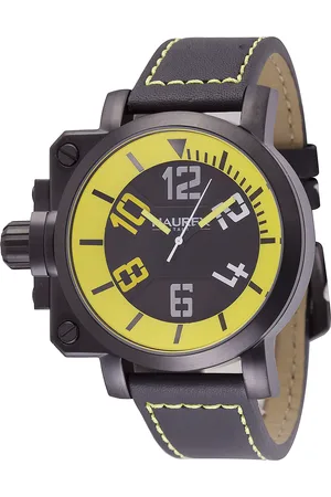 Haurex :gun Mens watch, ipb case, /yellow dial, with yellow leather - One Size
