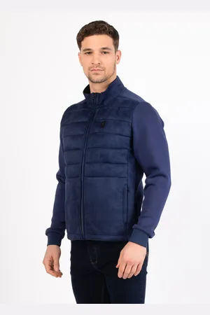 Luke 1977 Mens Cromwell Premium Faux Suede Jacket in Blue - - Size Medium