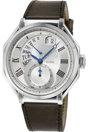 GV2 by Gevril Mens Marchese 42420 Swiss Quartz Genuine Italian Brown Leather Watch - - One Size