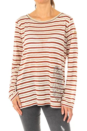 La Martina Womens Long Sleeve Round Neck T-shirt LWRE01 - Linen - Size Small