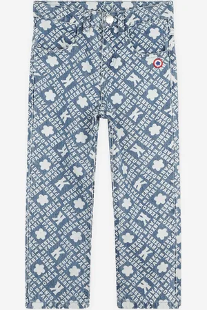 Kenzo Kids Unisex Logo Print Jeans in - Size 8Y