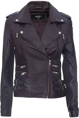 Infinity Womens Brando Biker Jacket-Loddon - Lamb Leather - Size 24 UK