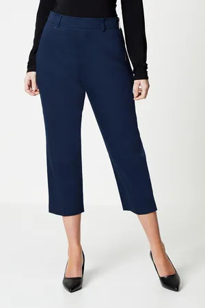 wallis Womens Petite Side Zip Stretch Crop Trousers - Cotton - Size 12 UK