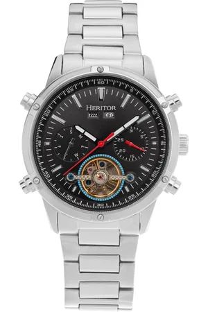 heritor automatic Mens Wilhelm Semi-Skeleton Bracelet Watch w/Day/Date - Stainless Steel - One Size