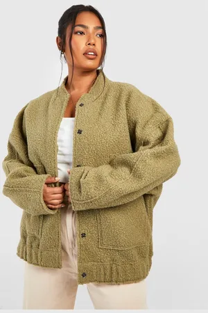 Boohoo Womens Plus Oversized Wool Bomber Jacket - - Size 16 UK