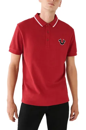 True Religion Mens Polo Shirt Signature Horseshoe Pique Tee - Cotton - Size Large