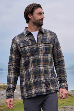 Mountain Warehouse Mens Stream II Flannel Lined Shirt (Dark ) Cotton - Size 2XS