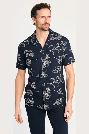 French Connection Mens Floral Print Short Sleeve Shirt - Size X-Large