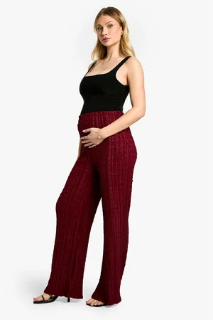 Boohoo Womens Maternity Textured Crinkle Wide Leg Trousers - - Size 12 UK